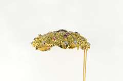 18K Yellow Gold 11.5mm Ctw Amethyst Ruby Diamond Retro Pin/Brooch