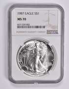 MS70 1987 American Silver Eagle NGC