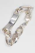 Italian .925 Sterling Silver 14.5mm 3+1 Figaro Link ID Bracelet 9 Inches