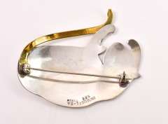 Sterling Silver Cat Pin with Vermeil