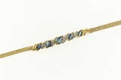 14K Yellow Gold Marquise Sapphire Diamond Accent Chain Bracelet