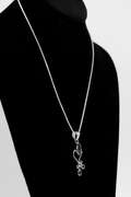 .925 Sterling Silver Pendant w/ Iolite Gem Stones 54mm x 15mm