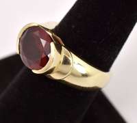 Tastful Large Garnet Ring in Yellow Gold