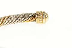 Sterling Silver 14K Two Tone Ruby X Twist Designer Cuff Bracelet