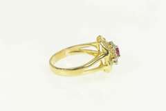 14K Yellow Gold 1.05 Ctw Ruby Diamond Halo Engagement Ring