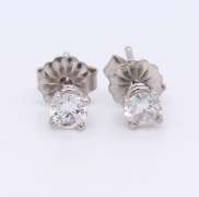 Elegant White Gold Round Brilliant Cut Diamond Stud Earrings