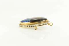 14K Yellow Gold R Blancher Limoges Ornate Pearl Oval Pendant/Pin