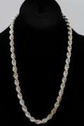 .925 Italian Sterling Silver 8mm Hollow Rope Chain Necklace 22 Inches