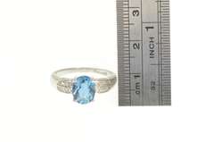 14K White Gold Oval London Blue Topaz Diamond Engagement Ring