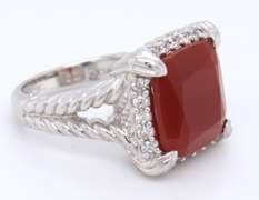 Judith Ripka Sterling Silver Red Carnelian Ring