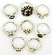 Collection of 8 Sterling Silver Gemstone Rings