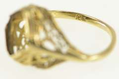 10K Yellow Gold Ornate Art Deco Filigree Statement Setting Ring