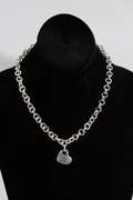 Italian .925 Sterling Silver 8.5mm Rolo Chain w/ 20mm Heart Pendant Toggle Clasp 19 Inch