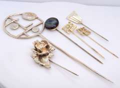Group Lot of 6 Vintage 925 Sterling Silver Pins