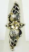 Signed FH Navajo Sterling Squash Blossom Ring, 6