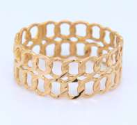 Lovely Yellow Gold Two Row Curb Link Chain Ring