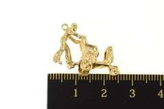 14K Yellow Gold 3D Boardwalk Cart Pusher Beach Motif Charm/Pendant