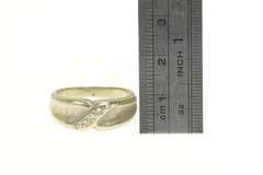 14K White Gold Vintage Diamond X Cross Over Men's Ring