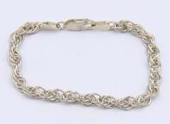 Set of Vintage Italian 925 Sterling Silver Rope Necklace and Matching Bracelet