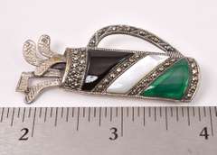 Amazing Gold Clubs Sterling Silver Pin