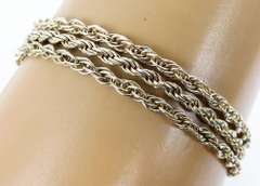 3 Sterling Silver Rope Chain Bracelets