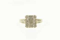 10K Yellow Gold 0.30 Ctw Squared Cluster Diamond Engagement Ring