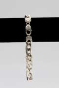 .925 Sterling Silver 10.9mm 3+1 Figaro Bracelet 10 Inches