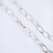 925 Sterling Silver Double Circle Long Necklace