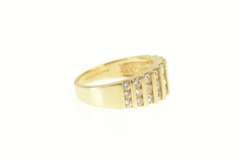 14K Yellow Gold Cubic Zirconia Row Channel Statement Band Ring