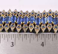 Ravishing 17.00CTW Genuine Kyanite, 2.00CTW Blue Sapphire, and 4.00CTW Diamond Bracelet in Gold Plated Sterling Silver