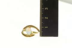 14K Yellow Gold Retro Oval Syn. Opal Ornate Bypass Statement Ring