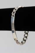 .925 Sterling Silver 8mm Curb Link ID Bracelet 7 Inches