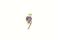 14K Yellow Gold Pear Amethyst Geometric Bypass Statement Pendant