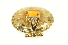 14K Yellow Gold Citrine Ornate Sun Flower Circle Statement Pendant