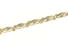 10K Yellow Gold 1.00 Ctw Baguette Diamond Oval Link Tennis Bracelet