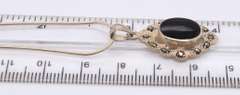 Vintage 925 Sterling Silver Black Onyx Pendant on Chain