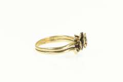 10K Yellow Gold Floral Diamond Rose Solitaire Ring