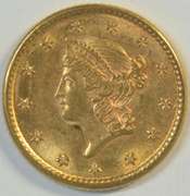 Lovely Mint State 1853 US Type One $1 Gold Piece. Full strike