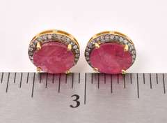 Precious 7.00CTW Ruby & 0.50CTW Diamond Earrings in Gold Plated Sterling Silver