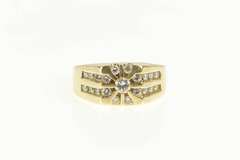 14K Yellow Gold 1.32 Ctw Diamond Rising Sun Men's Wedding Ring