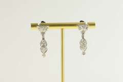 14K White Gold 0.80 Ctw Art Deco VS Diamond Orante Dangle Earrings