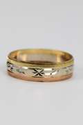 10k Gold Tri-Colored Diamond Cut 6mm Wedding Band Ring Size 9.5
