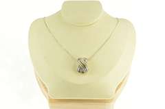 14K White Gold 1.33 Ctw Natural Sapphire Rainbow Diamond X Pendant