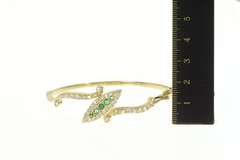 14K Yellow Gold 2.00 Ctw Navette Emerald Diamond Bangle Bracelet