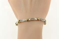 14K White Gold 1.75 Ctw Diamond Two Tone X Link Tennis Bracelet