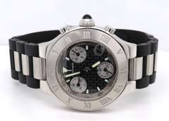 Cartier 21 Chronoscaph Quartz 32mm Black Rubber Strap Watch