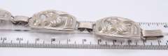 Vintage 925 Sterling Silver Flower Wide Link Bracelet