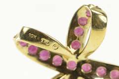 10K Yellow Gold Ruby Encrusted Diamond Accent Loop Cross Pendant