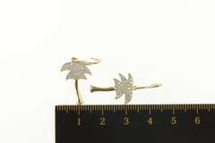 10K Yellow Gold Pave Diamond Palm Tree Tropical Dangle Earrings