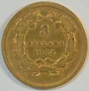Rare collectible 1854 US $3 Gold Piece. Nice circ
